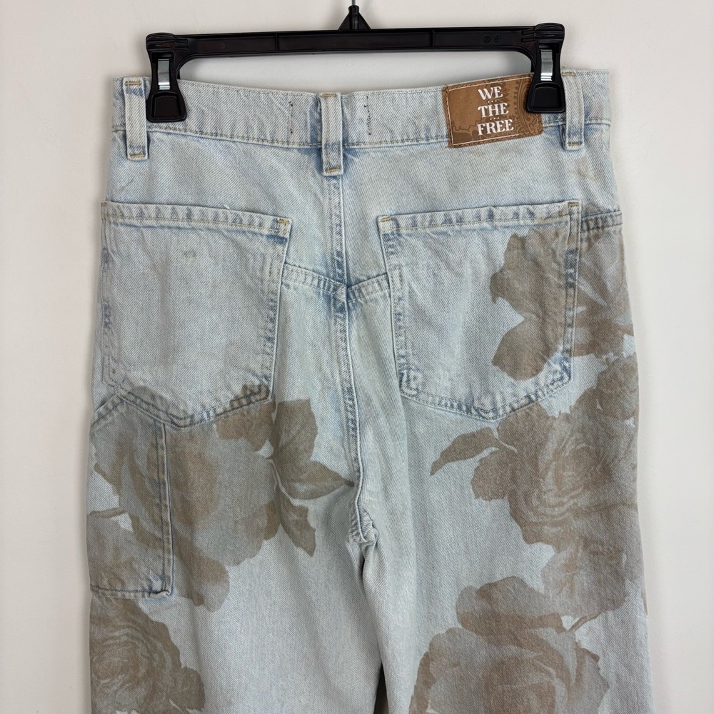 Free People Tinsley Printed Wide Leg Jeans in Daylight Combo Size 28 - Picture 9 of 16